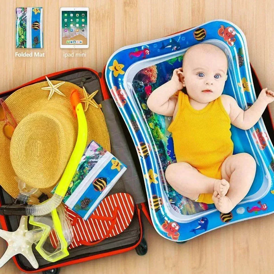 Tummy-time inflatable water mat