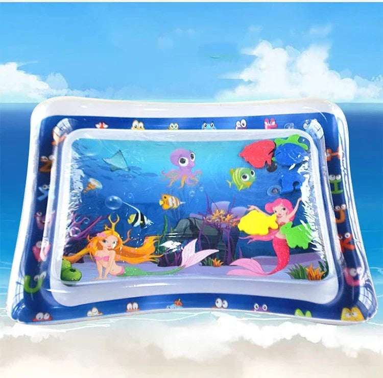 Tummy-time inflatable water mat