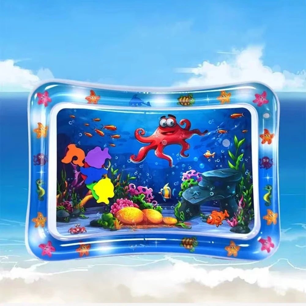 Tummy-time inflatable water mat
