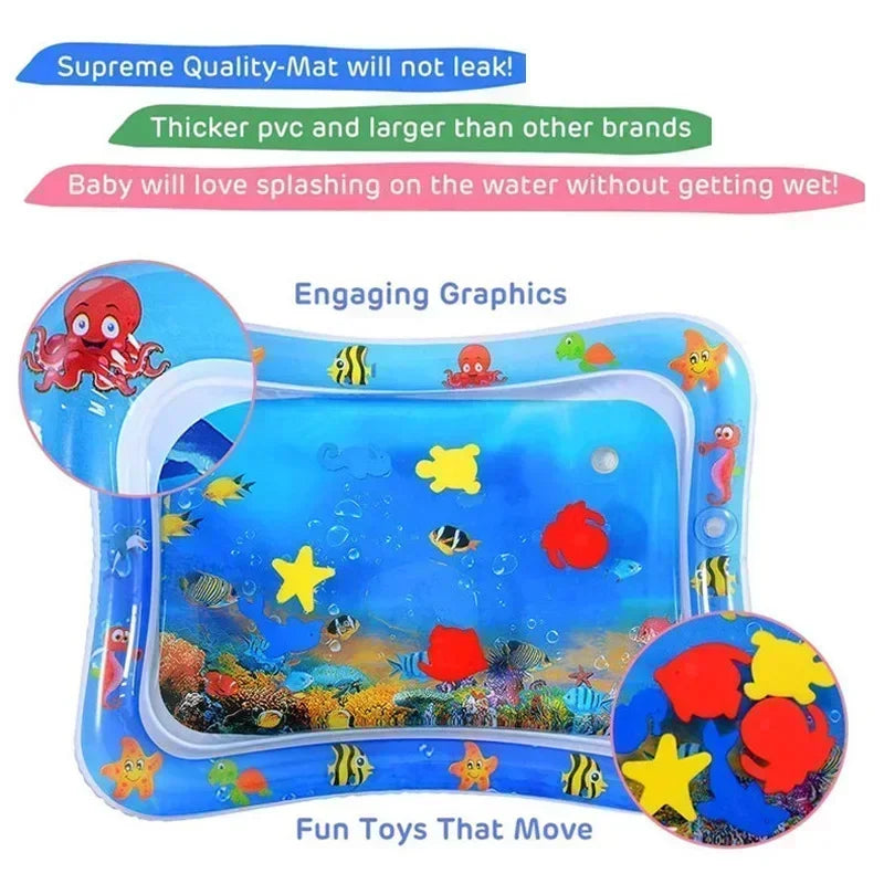 Tummy-time inflatable water mat