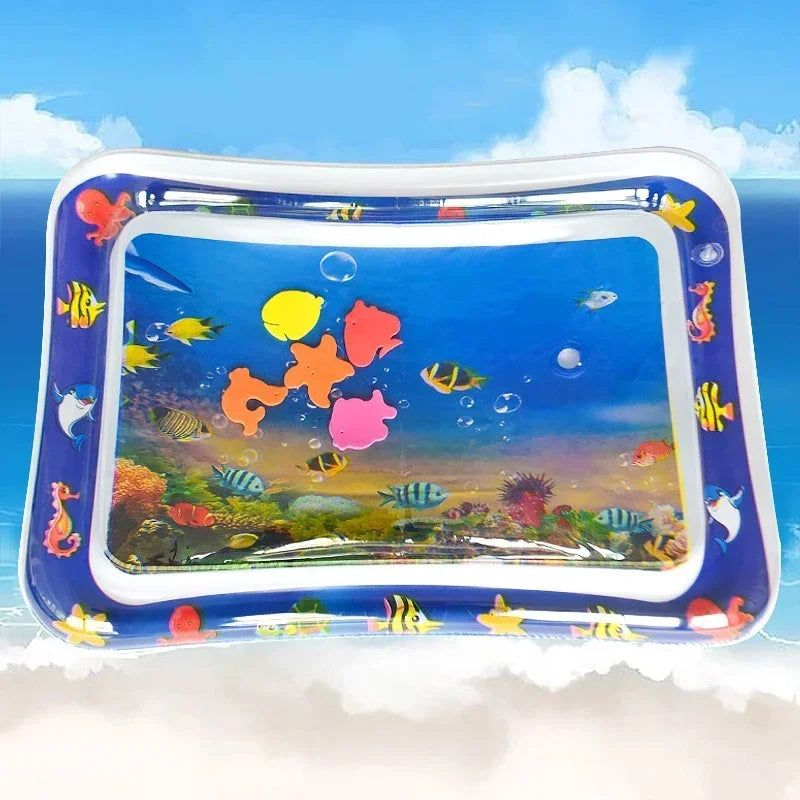 Tummy-time inflatable water mat