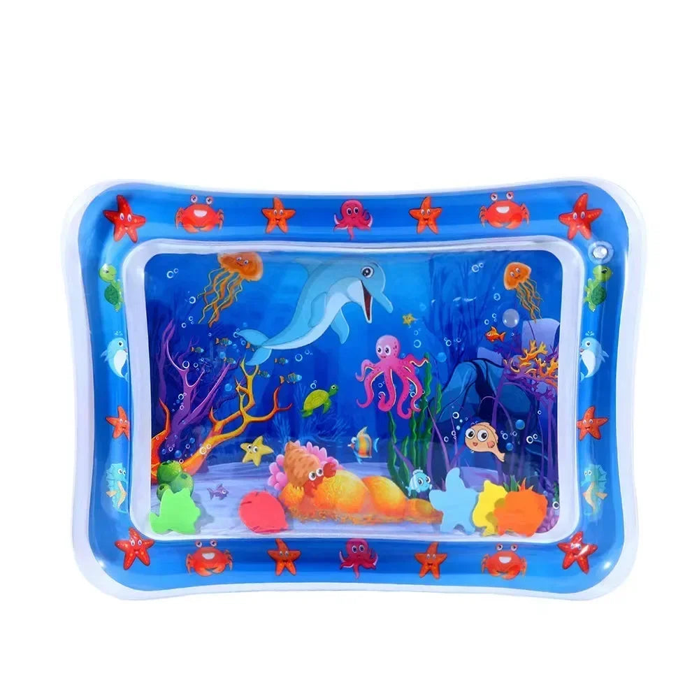 Tummy-time inflatable water mat