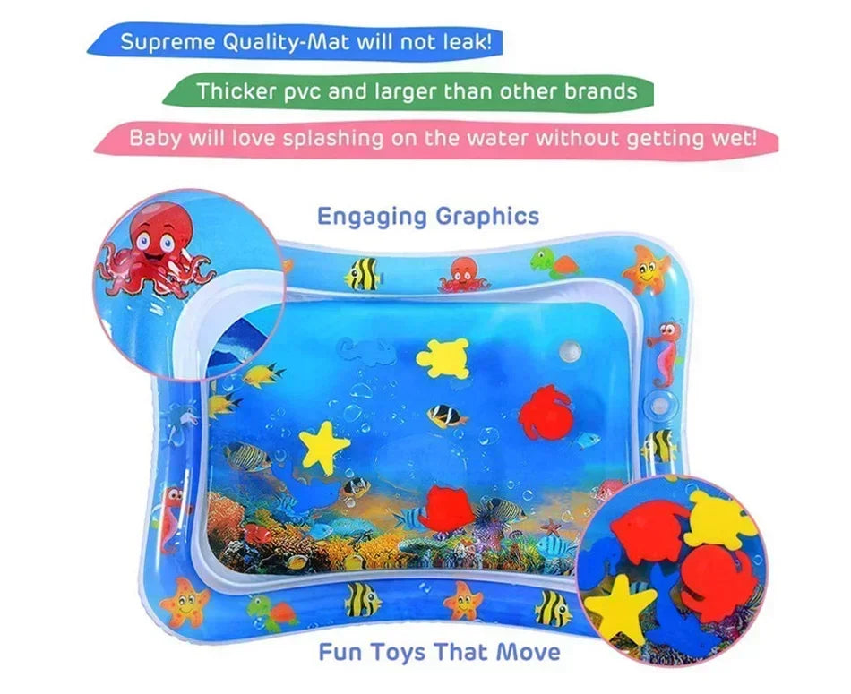 Tummy-time inflatable water mat