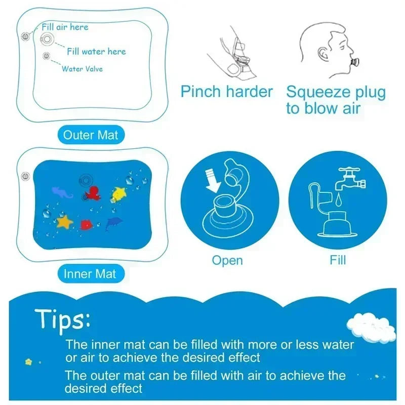 Tummy-time inflatable water mat