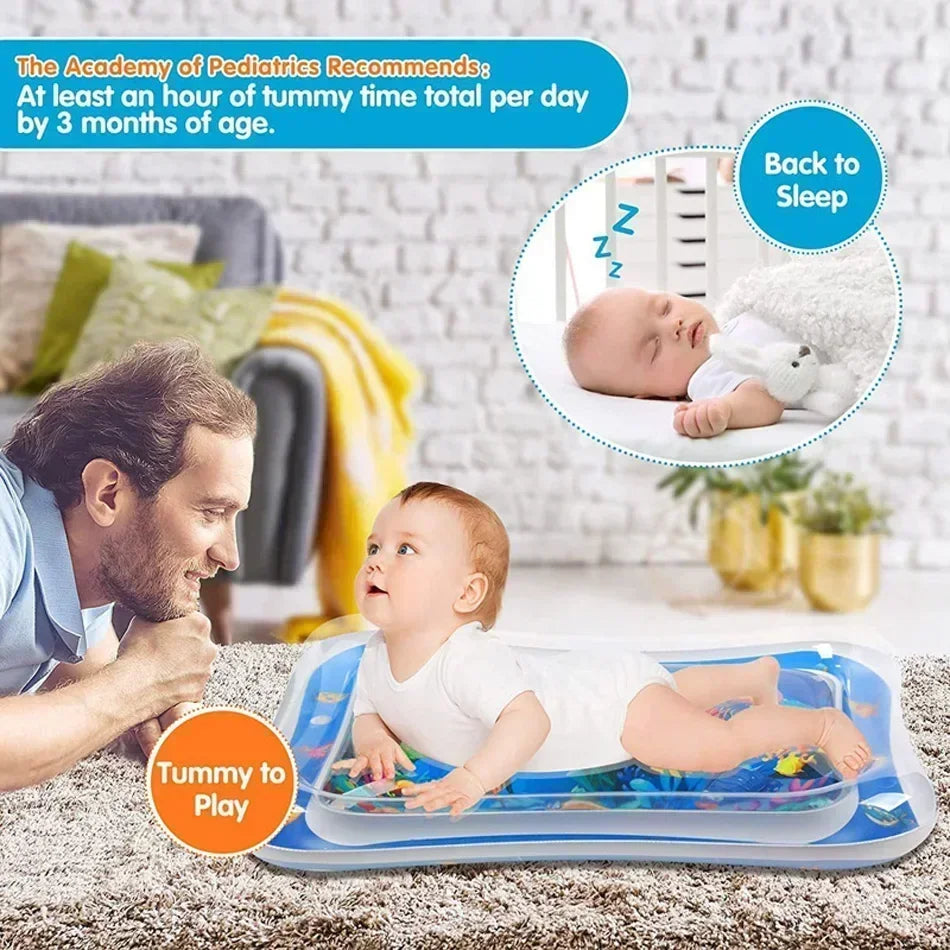 Tummy-time inflatable water mat