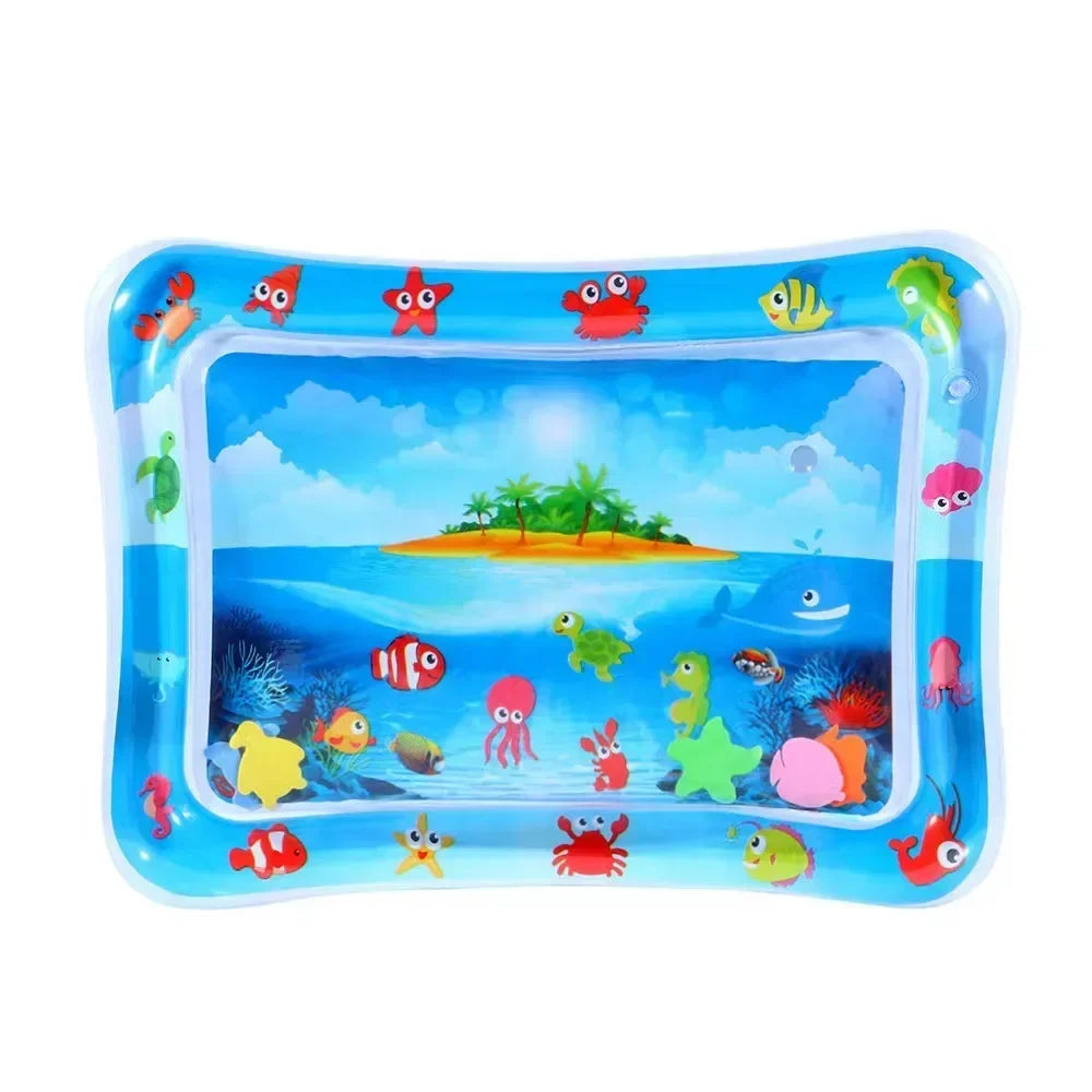 Tummy-time inflatable water mat