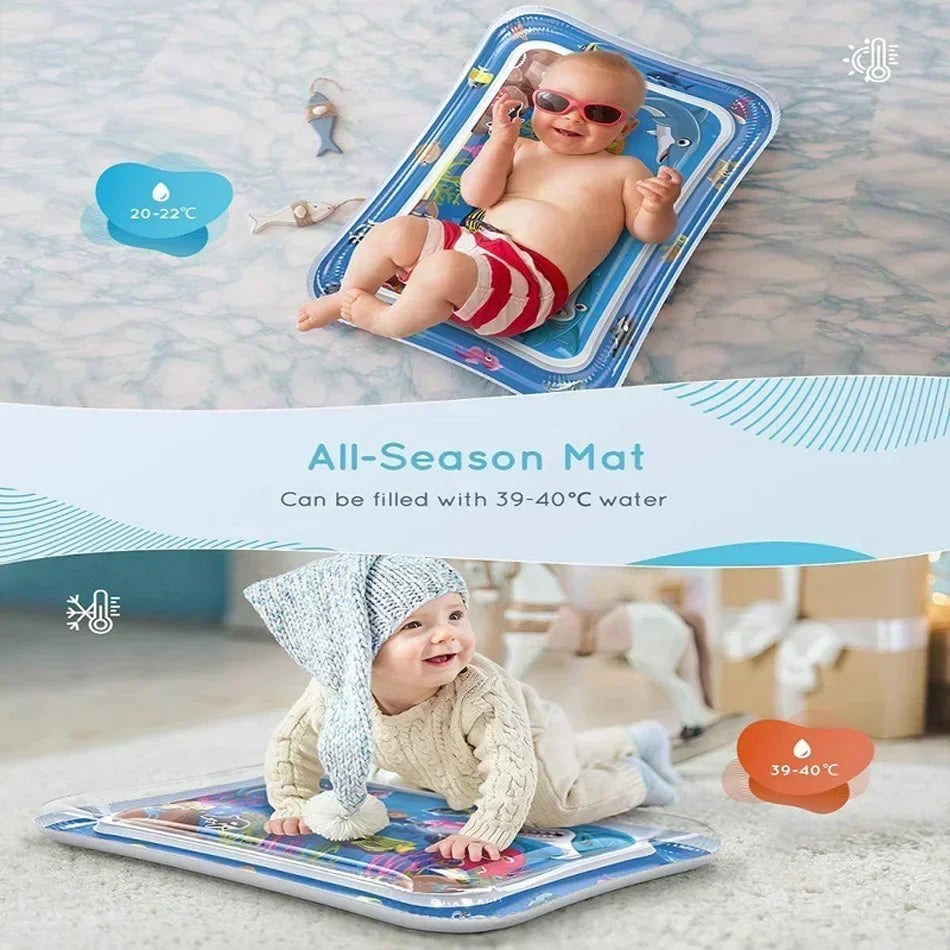 Tummy-time inflatable water mat