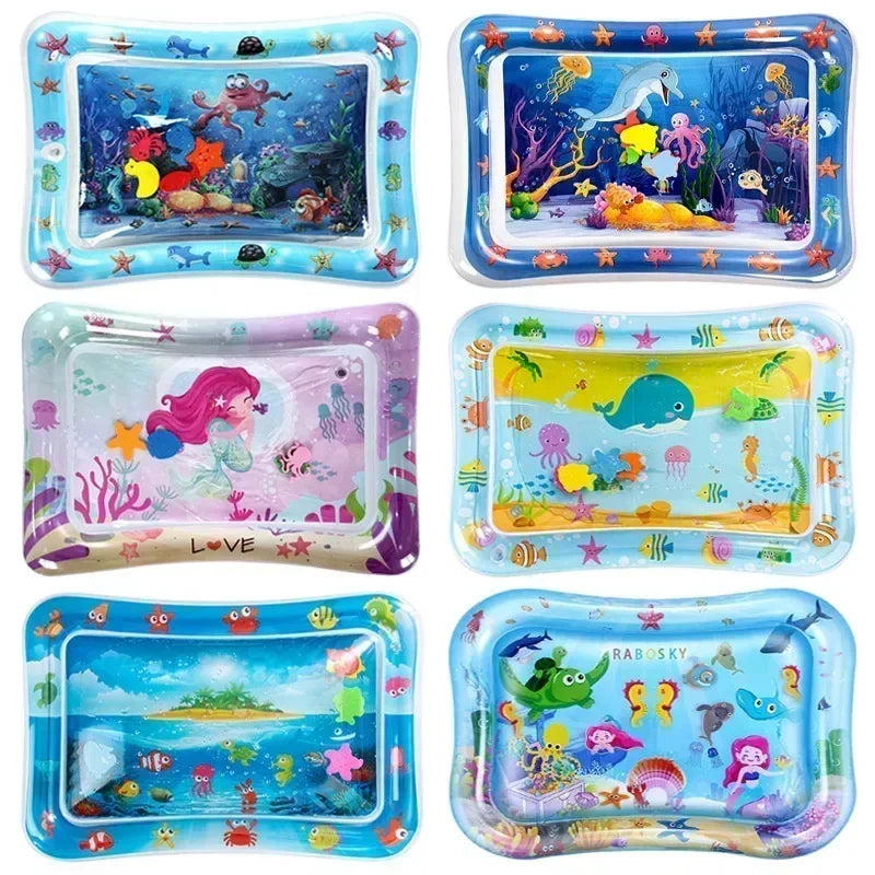 Tummy-time inflatable water mat