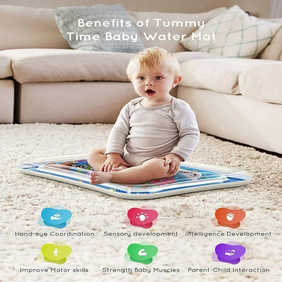 Tummy-time inflatable water mat