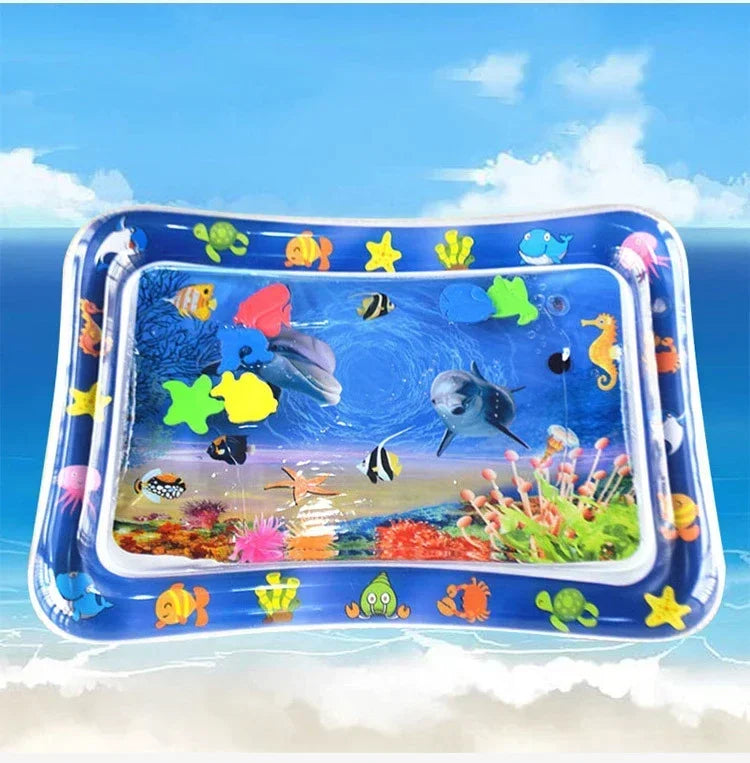 Tummy-time inflatable water mat